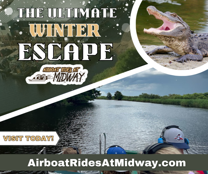 The Ultimate Winter Escape at Airboat Rides at Midway.